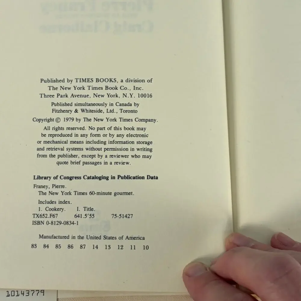 Pierre Franey New York Times 60 Minute Gourmet Hardcover Cookbook 1979